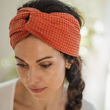 Cargar imagen en el visor de la galería, Diadema/turbante tejido algodón waffle